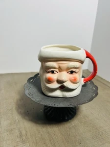 Taza de Papá Noel vintage - 3" sonriente/ojos abiertos - taza de Navidad pestañas largas MCM - Imagen 1 de 7