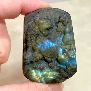 Talla de cristal de tigre de labradorita - Cabujón tallado en piedras preciosas naturales 2,1" - Imagen 1 de 3