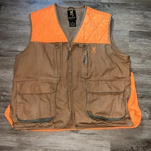 Browning Upland Vest Blaze Trim & Field Tan Orange Pheasant Hunting Men’s XL - Picture 1 of 5