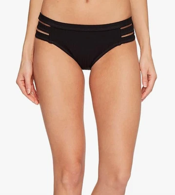 Parte inferior de bikini hipster Seafolly para mujer con costilla inca multi correa negra talla 6 Foto 1 de 3