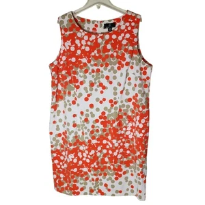 Ronni Nicole Women 22W Orange/ White/ Beige Polka Dot Wide Strap Sheath Dress - Picture 1 of 5