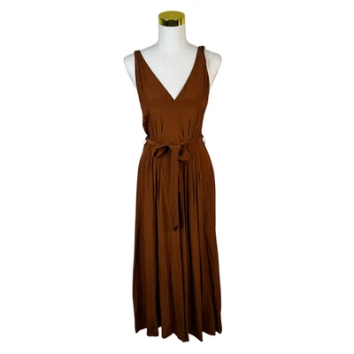 Witchery Dress Size 6 Rust Brown Maxi Sleeveless Belted Long Summer - image 1 of 4