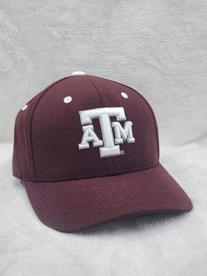 Texas A&M Aggies Hat Cap Fitted Mens 7 1/4 Maroon White College Football Gig Em - Image 1 of 4