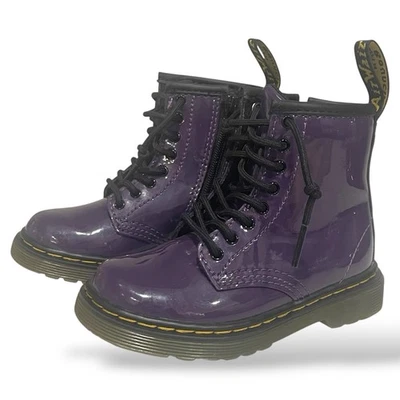 Lindas botas de combate Dr. Martens para niñas pequeñas talla 7 de encaje y cremallera púrpura difíciles de encontrar Foto 1 de 4