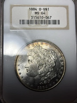 1884-O NGC MS64 Morgan Dollar, Vintage Fatty, Full Hologram, Peripheral Toned! - Image 1 of 4