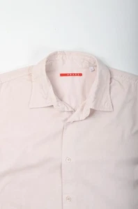 Men's PRADA Pink Short Sleeve Cotton Shirt Size 42 Fitted Slim Fit - Picture 1 of 10