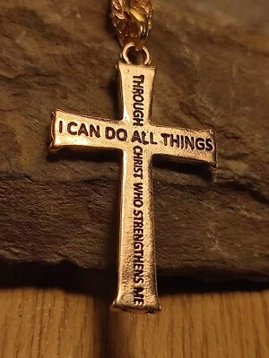 Halskette Jesus Kreuz in Gold sehr elegant Christen Glaube Religion mit Psalm - Bild 1 von 4