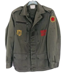 Vtg 80s Peace Army French Military Jacket Ugecoma Paris Mens S M Patches Green - Picture 1 of 11