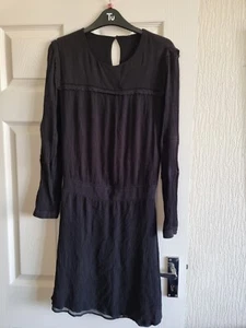 Hush Black Lavony Dress Long Sleeve Lace Trim Size UK 10 RRP £89 - Picture 1 of 6