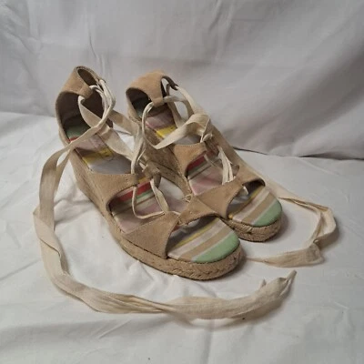 Sandalias de playa Coach Rosie de gamuza con cordones talla 7 buen estado usadas  Foto 1 de 4