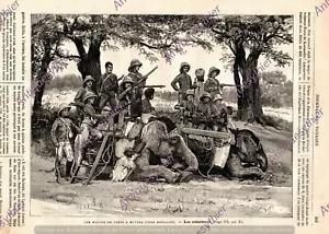 INDE INDIA MUTTRA CHASSE COCHON ELEPHANT HUNTING PIG BENGAL 2 PAGE JV 1888 PRINT - Bild 1 von 1