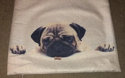 Pug Dog With Bone Pillowcase / Cover 18 Inch Square - Adorable - Image 1 of 4