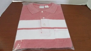 HABAND Red & White Striped 3 BUTTON Short Sleeve POLO SHIRT~Pocket~Men's XL~NWT - Picture 1 of 3