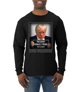 Camisa manga larga Never Surrender Donald J Trump Mug Shot para hombre - Imagen 1 de 16