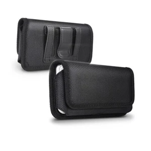 For iPhone 12/ 13 Horizontal Nylon Phone Pouch Case Belt Clip Holster Cover Case - Picture 1 of 9