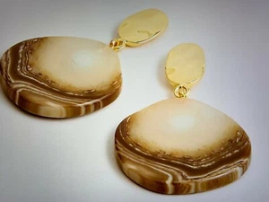 Authentic J Crew Resin Drop Earrings Molasses Brown NWT orig.$78 - Picture 1 of 3