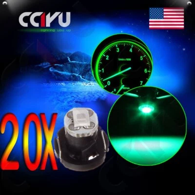 20x T4/T4.2 Neo Wedge Green 2835 LED Dash Indicator Climate HVAC Lights For Ford - Image 1 of 4