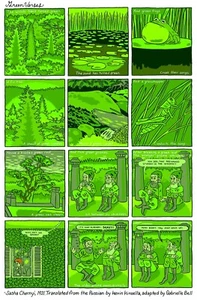GREEN VERSES -poster by Gabrielle Bell - Russian translation poet Sasha Chernyi - Picture 1 of 1