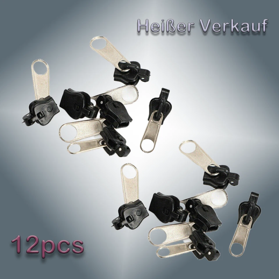 12x Universal Reißverschluss Reparatur Set Zipper Schieber Repair-Head-Ersatz / - Bild 1 von 4