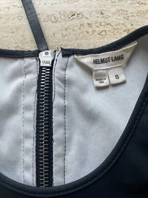 Chaleco Helmut Lang Dobladillo Crudo Sin Mangas Negro Talla S Mezcla de Algodón con Borde de Cuero Foto 1 de 4