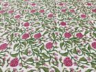 Indian Green Floral Cotton Fabric Handmade New Dressmaking Clothes Crafts Fabric