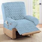 Diamond Quilted Stretch Recliner Chair Cover with Pocket Storage in 6 Colors
