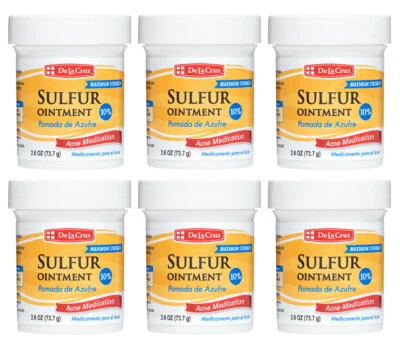 De La Cruz 10% Sulfur Ointment Acne Treatment 2.6 OZ  Expires 03/ 2028  (6 JARS) - Image 1 of 4