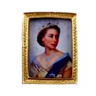 Dollhouse Miniature Queen Elizabeth II Portrait Picture Gold Frame