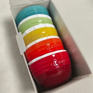 Le Creuset Rainbow 5 Colorful Mini Bowl Set Stoneware Pottery Ceramic Size S - Picture 1 of 10
