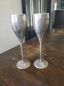 Champagne Flutes International Silver Co India Set of 2 Silverplate 🌍🕌🕍 - Bild 1 von 5