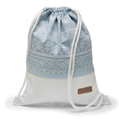 Leon By Bers Premium Turnbeutel Rucksack 35x45cm "HellblauWEISS Muster PU WEISS" - Bild 1 von 4