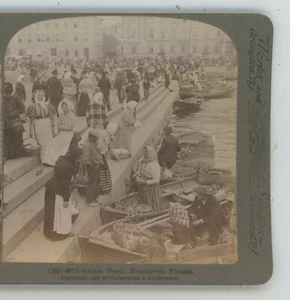 Finnland Markt Boote Helsingfors Underwood Stereoansicht - Bild 1 von 3