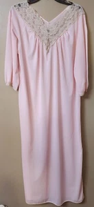 Vintage Nachthemd Sears groß rosa Spitze besetzt Nylon 3/4 Arm lang weich Nachtwäsche - Bild 1 von 10