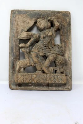 Panel de figuras de diosa danzante del sur de la India de madera de colección  Foto 1 de 4