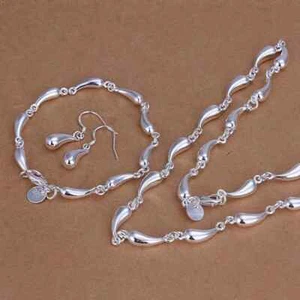 DOTEFFIL 925 Plata Esterlina Gota de Agua Cadena Collar Pendiente Pulsera Joyería - Imagen 1 de 6