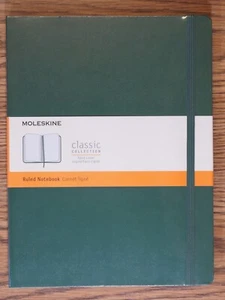 MOLESKINE RULED NOTEBOOK XL MYRTLE GREEN HARD COVER - Picture 1 of 2