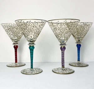 Pier 1 RIOJA Juego de 4 Vasos Martini Oro Filagree Rollo Cóctel Tallos Multicolor - Imagen 1 de 24