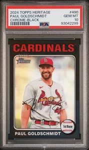 2024 Topps Heritage #490 Black Refractor Paul Goldschmidt /75 SP Cardinal PSA 10 - Picture 1 of 3