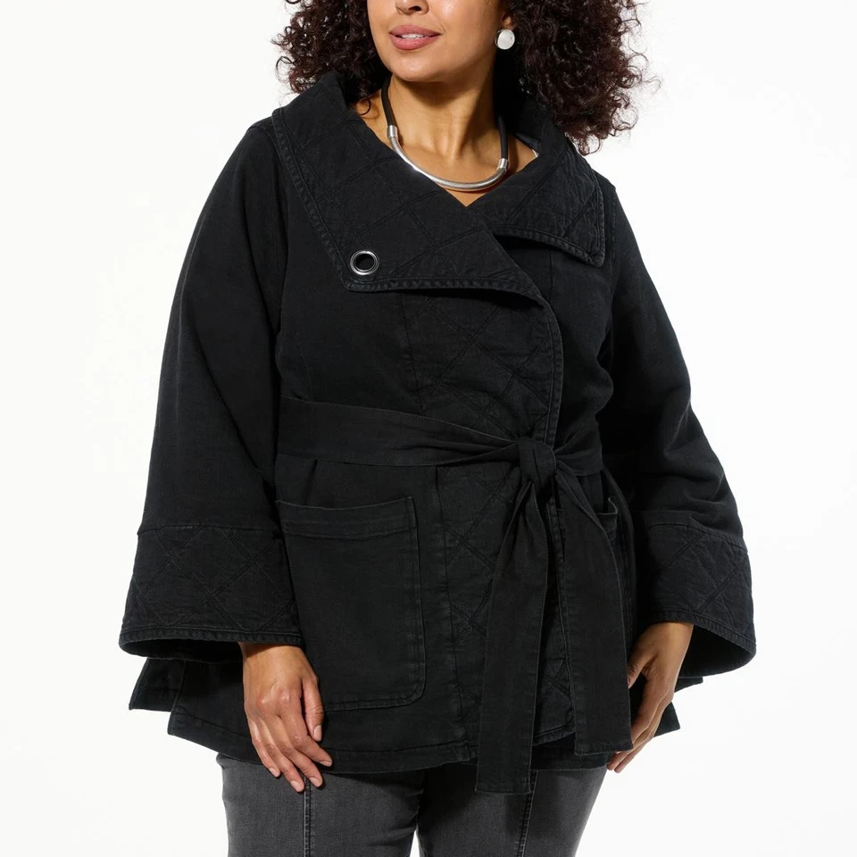 Chaqueta Denim Acolchada Denim MarlaWynne Negra Saturada L Nueva Foto 1 de 4