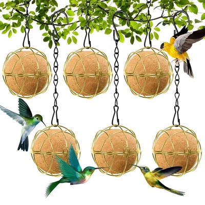 Alimentadores de colibríes de metal para colgar al aire libre 6 piezas - bola de gamuza redonda ardilla Foto 1 de 4