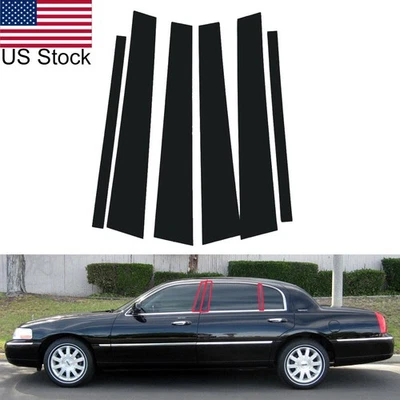 Cubierta de moldura de puerta de ventana postes de pilar negro brillante 6 piezas para Lincoln Towncar 98-11 Foto 1 de 4