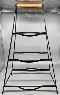 Unbranded Metal & Wood  3 Tier Plate Stand Holder Fold Up  Plate Rack - Image 1 of 4