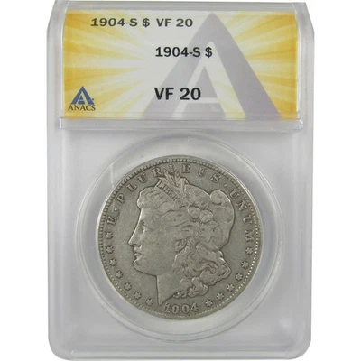 1904 S Morgan Dollar VF 20 ANACS Silver $1 Coin SKU:I21123 - Image 1 of 4