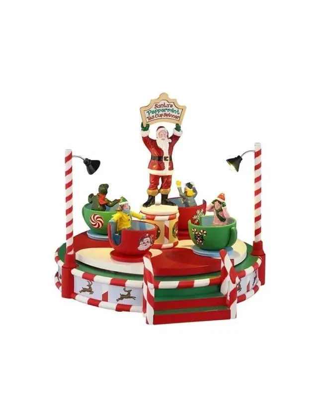 LEMAX Santa's Peppermint Teacup Spinner 54446 Villaggio Di Natale