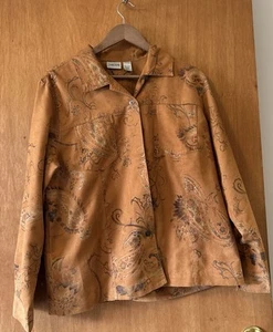 Chico's Womens Size 2 Faux Suede Paisley Print Button Up Shirt Western - Bild 1 von 3