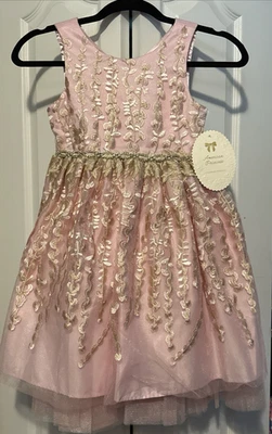 NWT American Couture Princess Dress Embellishment Tulle Girl Size 7 Pink Wedding - Image 1 of 4
