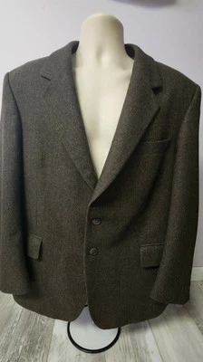 Blazer vintage John Weitz 42S Polônia lã marrom tweed cabelo de camelo - Imagem 1 de 4