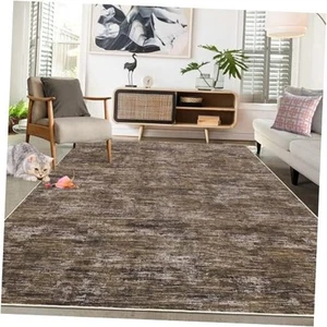 Living Room Area Rug 9x12 Machine Washable Rug Non 12' x 9' (Rectangular) Brown - Picture 1 of 7
