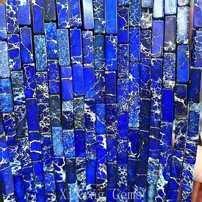 4x13mm Dark Blue Cuboid Tube Natural Sea Sediment Jaspers Beads for Jewelry DIY - Image 1 of 4