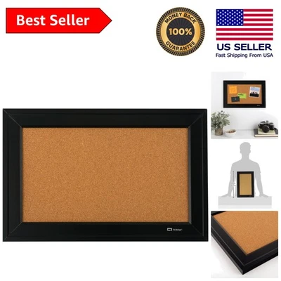 Tablón de anuncios de corcho duradero montado en la pared 11" x 17" con marco negro moderno Foto 1 de 4